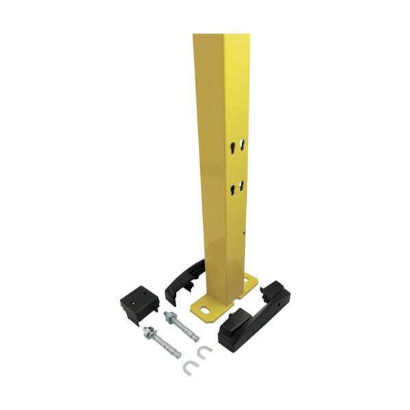 安全柵エックスガード ポスト50角 高さ2000mm 色イエロー アンカーボルト2個付 トップ/フットカバー各1個付 P11-200 1点