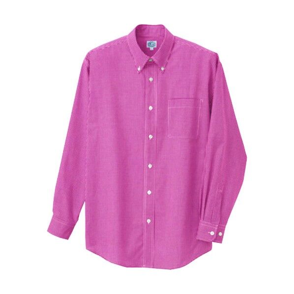 長袖ギンガムチェックボタンダウンシャツ(男女兼用) 009レッド 3L 7824 1