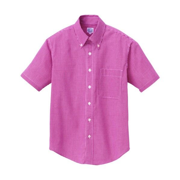 半袖ギンガムチェックボタンダウンシャツ(男女兼用) 009レッド S 7825 1