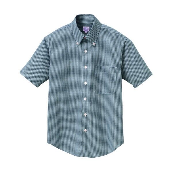 半袖ギンガムチェックボタンダウンシャツ(男女兼用) 010ブラック 4L 7825 1