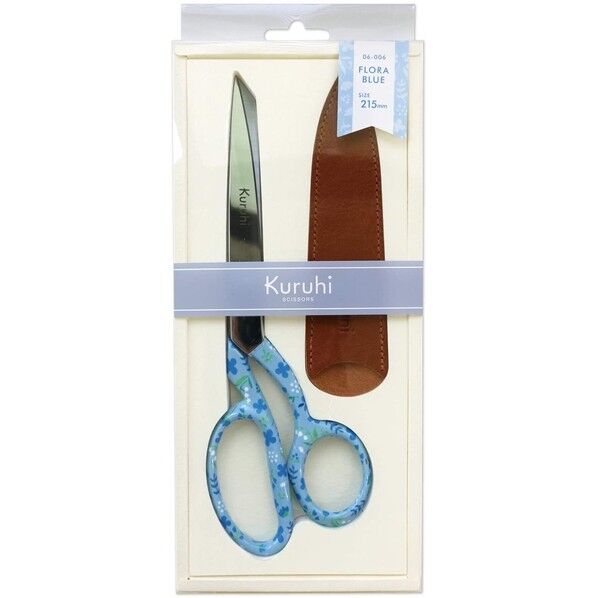 KAWAGUCHI 手芸はさみ(本革ケース付き) FLORA BLUE