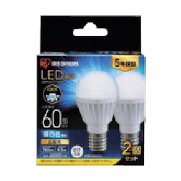 LED電球2個セット E17広配光タイプ 60形相当 電球色 LDA7N-G-E17-6T62P 1点