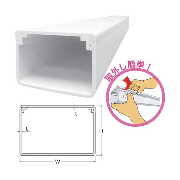 ＪＡＰＰＹ　樹脂製ケーブル配線保護カバー　Ｎダクト　保護カバー本体　ホワイト　Ｗ＝６０ C-64-W-JP 1