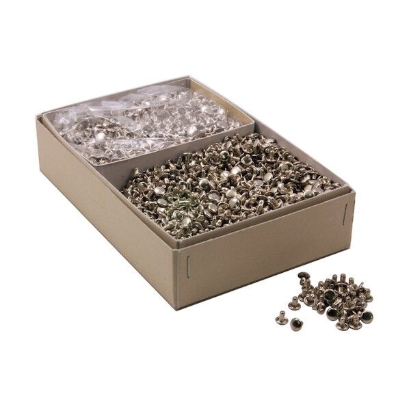 W小カシメφ6mm 真鍮/鉄製+ニッケルメッキ 足長:6.0mm 2000組 51603 空研ペーパー 1本