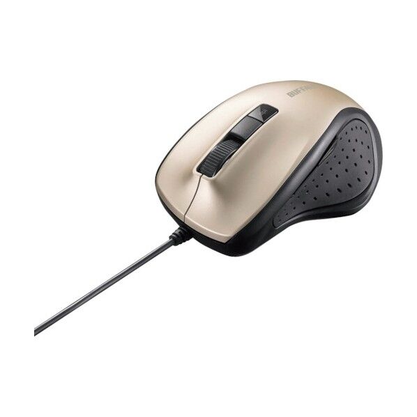 有線BlueLED光学式マウス 静音/5ボタン/DPI切り替えボタン ゴールド BSMBU300GD 1個