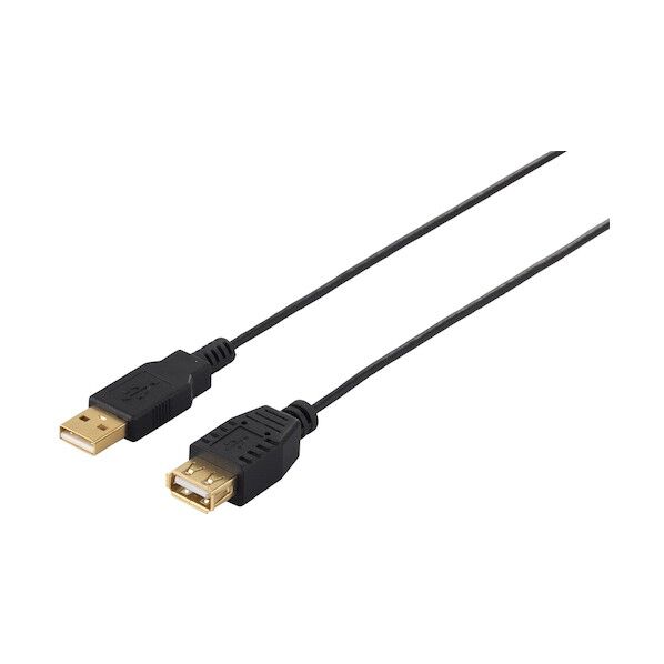 USB2.0延長ケーブル(A to A) スリムタイプ ブラック 1m BSUAASM210BK 1個