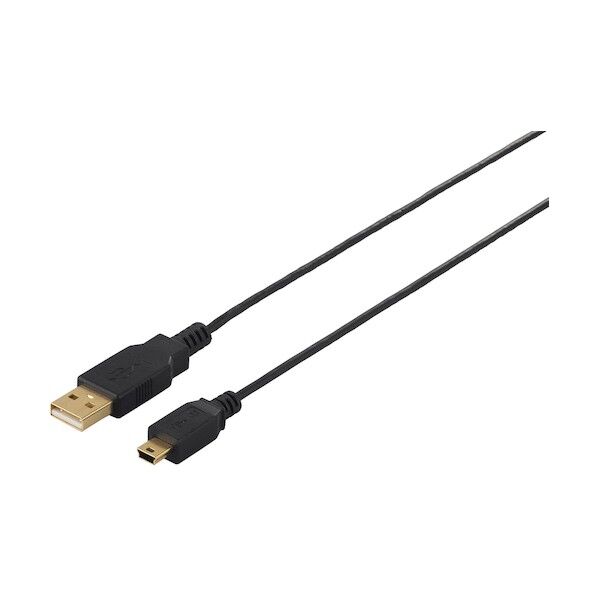 USB2.0ケーブル(A to miniB) スリムタイプ ブラック 1m BSUAMNSM210BK 1個