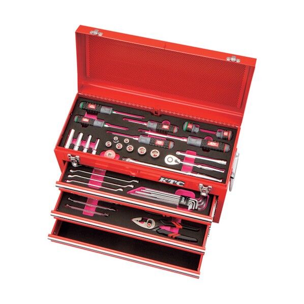 ラチェットコンビネーションレンチ採用スタンダードセット(3段3引出し) レッド SK35121X 1ケース