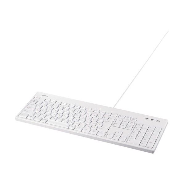 有線フルキーボード 抗菌仕様・防水防塵キーボード ホワイト BSKBU520WHZ 1個