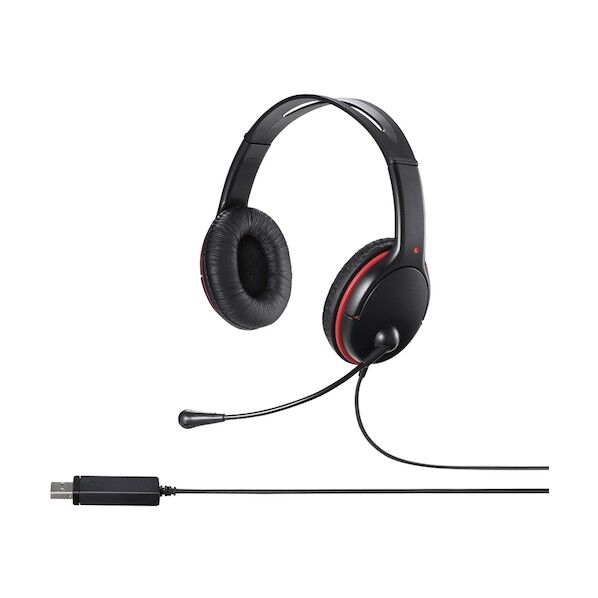 両耳ヘッドバンド式ヘッドセット USB 大型ドライバー搭載 ブラック BSHSHUS300BKZ 1個...