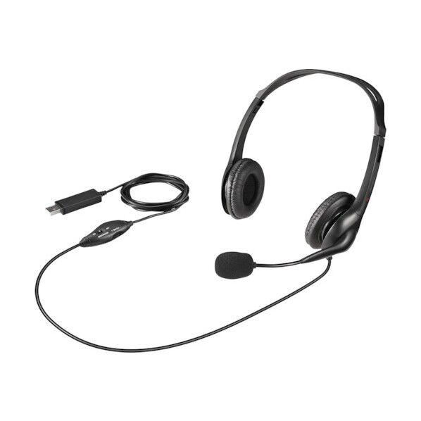 PCヘッドセット USB接続 ノイズキャンセリングマイク搭載 ブラック BSHSHUS310BK 1個...