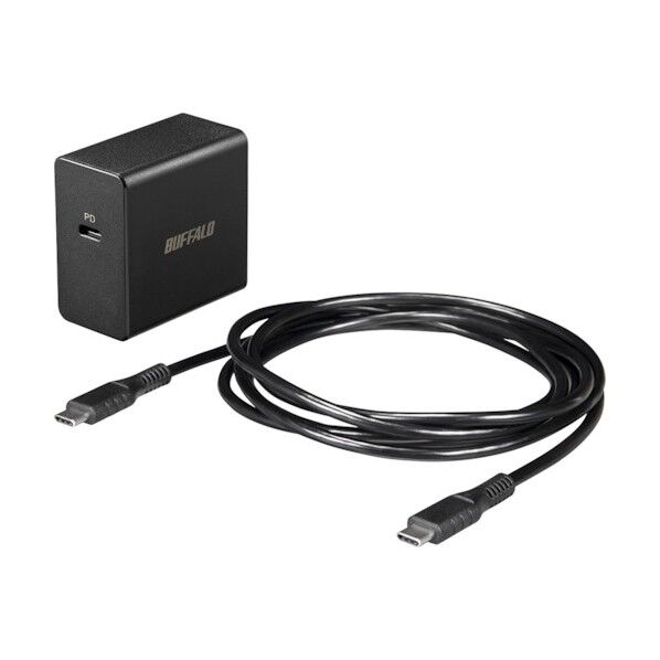 PC用USB電源アダプター PD45W 1ポート ケーブル付 ブラック BSACPD4500BK 1個...