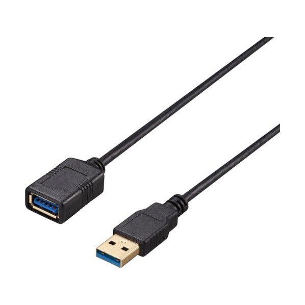 USB3.2 Gen1 ケーブル 延長用 A-A スリム 2m ブラック BU3AAS20BK 1個