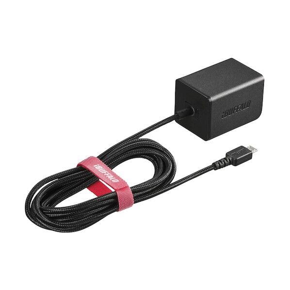 2.4A USB急速充電器 microUSB急速ケーブル一体型タイプ 1.8m ブラック BSMPA2401BC1BK 1個