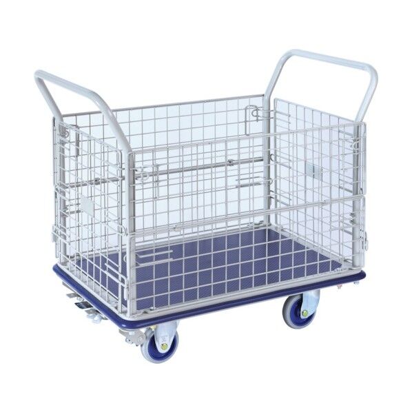 金沢車輛 スチール網台車 大型 フットブレーキ付 1040×650×H900mm NHT-307+FB 1台...