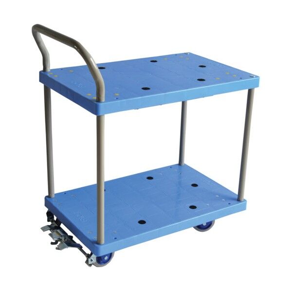 小型静音樹脂2段台車 フットブレーキ付