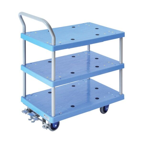 小型静音樹脂3段台車 フットブレーキ付