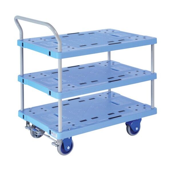 大型静音樹脂3段台車 フットブレーキ付