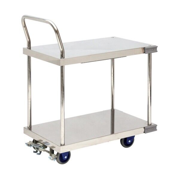 金沢車輛 小型静音ステンレス2段台車フットブレーキ付 SUS-104GS+FB 1点...