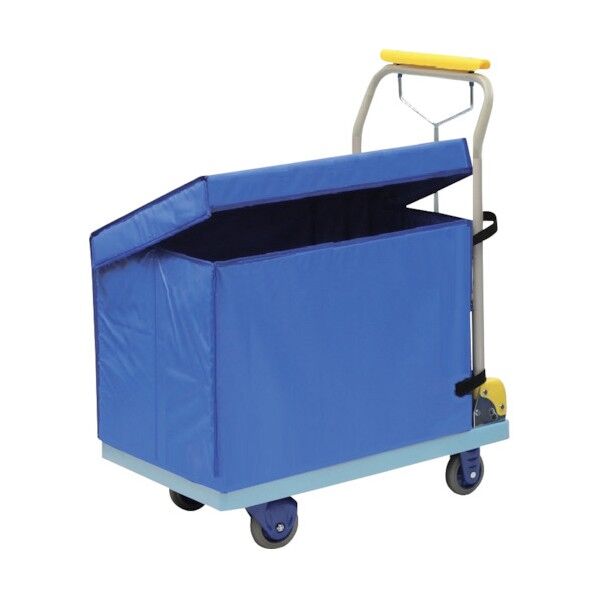 ハンドブレーキ付小型静音樹脂台車(屋外用収納ボックス付)