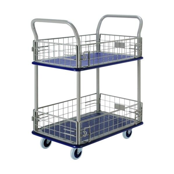 小型スチール台車 2段金網付