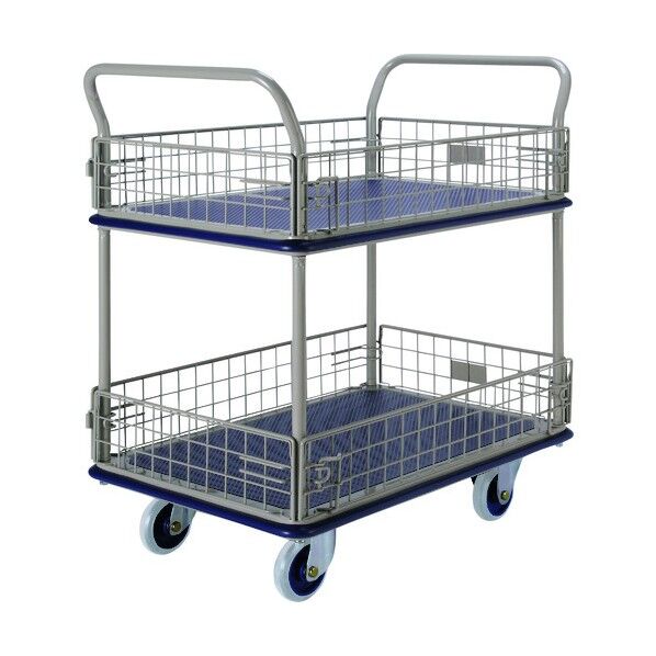 大型スチール台車 2段金網付