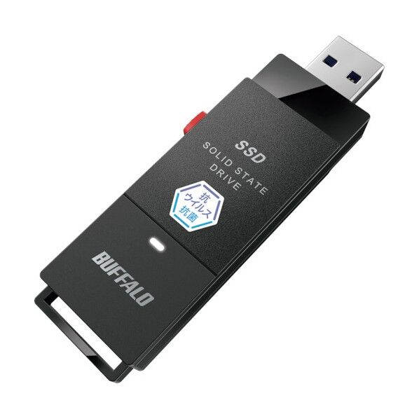 抗ウイルス・抗菌ポータブルSSD USB3.2(Gen1) Type-A スティック型 250GB ブラック SSD-PUTVB250U3-B 1個...