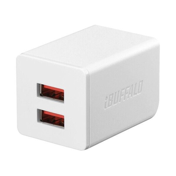 バッファロー 2.4A USB急速充電器 AutoPowerSelect機能搭載 2ポートタイプ 自動判別USBx2 ホワイト ホワイト BSMPA2402P2WH 1個