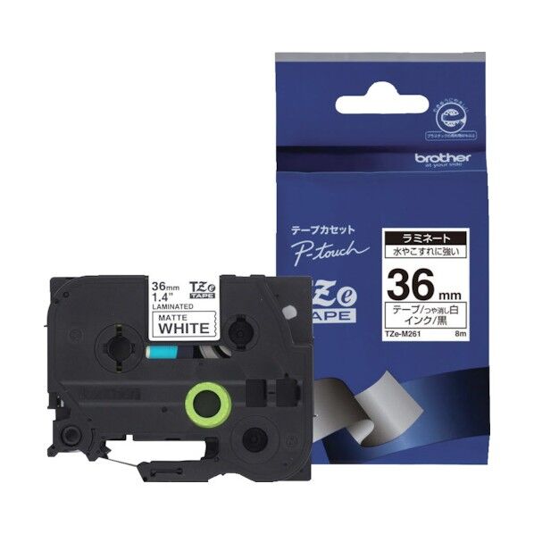 Tzeテープ 黒文字/白(つや消し)/36mm TZE-M261 1点