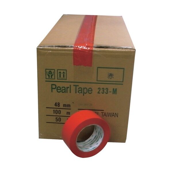 カラーOPP粘着テープ 48mm×100m 赤 50巻/箱(55μ) KS-NO.233M-RED-50P 1点