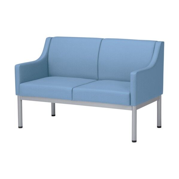 2人用肘付ロビーチェア ライトブルー MBC-201SE-LBU2 1点