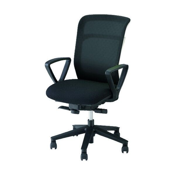 事務用チェア 背:ブラック/座:ブラック 固定肘付 PAE511F-BK 1点