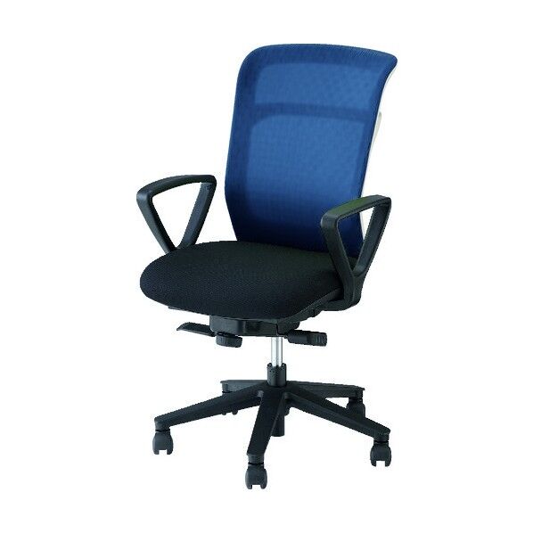 事務用チェア 背:ブルー/座:ブラック 固定肘付 PAE511F-BLB 1点