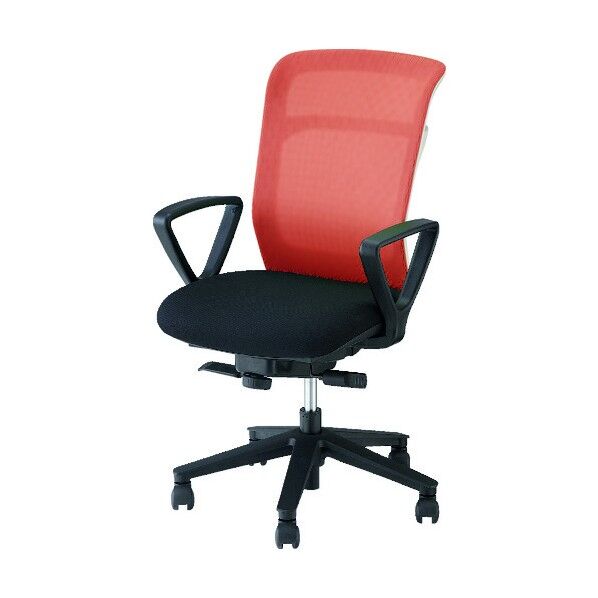 事務用チェア 背:オレンジ/座:ブラック 固定肘付 PAE511F-ORB 1点