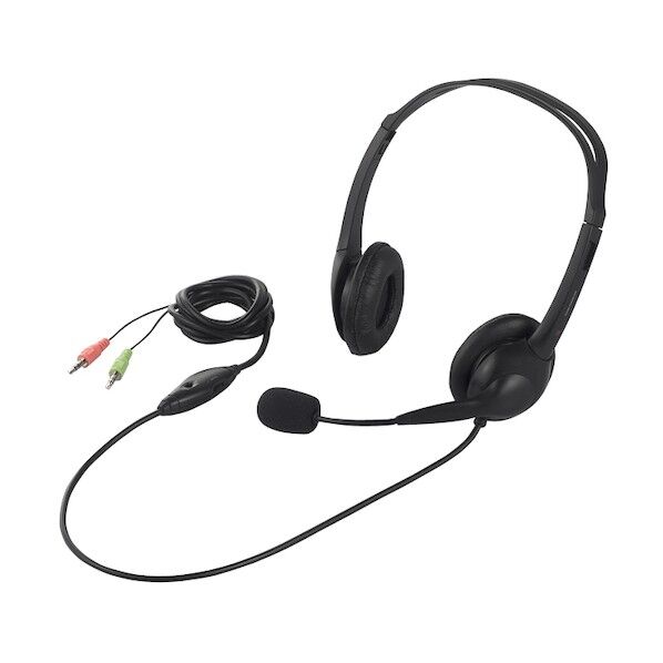 ヘッドセット 両耳ヘッドバンド 半密閉ノイズ減 ブラック