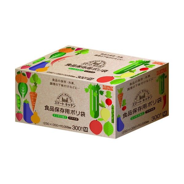 スマートキッチン保存袋Mエンボス箱入り KS80 300枚...
