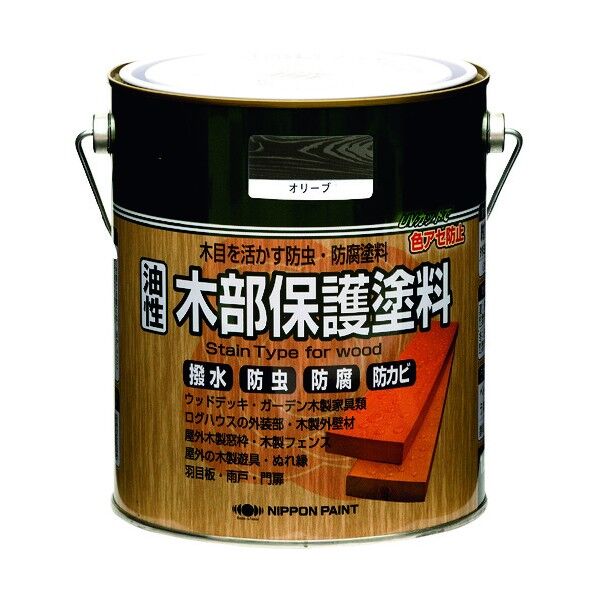 ニッペホーム ぺ 油性木部保護塗料 1.6L オリーブ HY004-1.6 1点