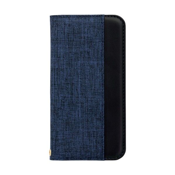 iPhone 12/12 Pro用手帳型ケース ファブリック素材にPUレザーをあしらったオシャレなデザイン ネイビー×ブラック OWL-CVIC6103-NVBK 1点