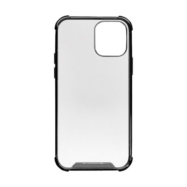 iPhone 12/12 Pro用耐衝撃ハイブリッド背面ケース TPU素材とPC素材 落下防止リング付き ブラック OWL-CVIC6109-BK 1点