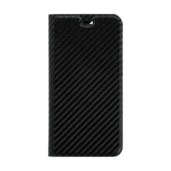 iPhone 12/12 Pro用手帳型ケース 高級感のあるカーボン調の落ち着きのあるデザイン ブラック