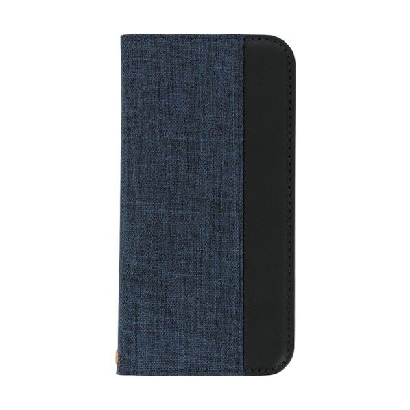 ファブリック素材とPUレザーを縦にあしらったバイカラーデザイン iPhone13 Pro専用 THE PUレザー手帳型ケース OWL-CVID6103P-NVBK 1点