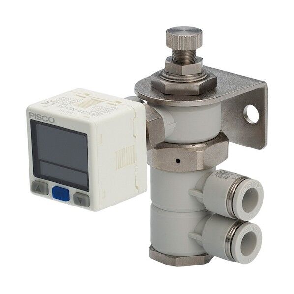 日本ピスコ 真空レギュレータ 2画面デジタル表示付圧力センサ付 エルボAタイプ RVV6UV4 1点...