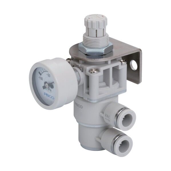 真空レギュレータプッシュロックタイプ φ30mm負圧計付 ユニオンタイプ