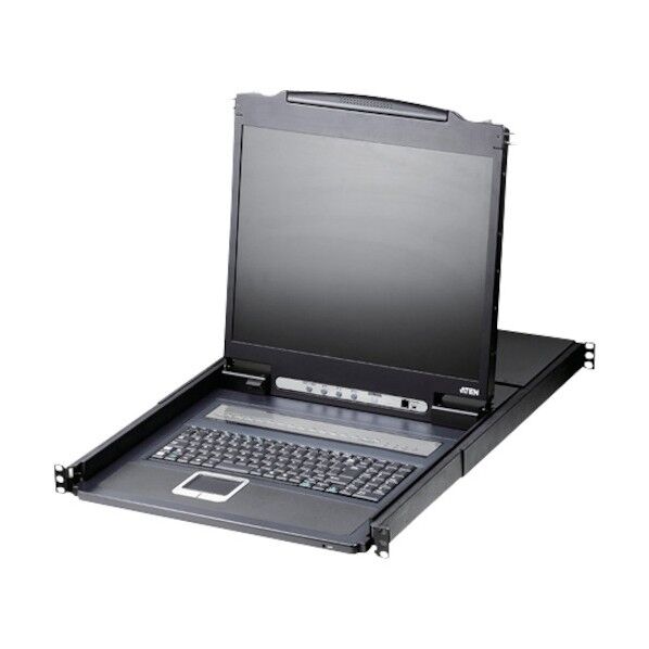 19インチLCD 8ポート一体型KVMドロワー ショートレール