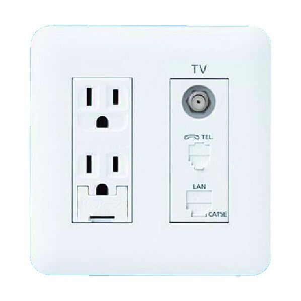 コスモシリーズワイド21 埋 マルチメディア アースターミナル付接地ダブルコンセント WTF34363W ホワイト 1点