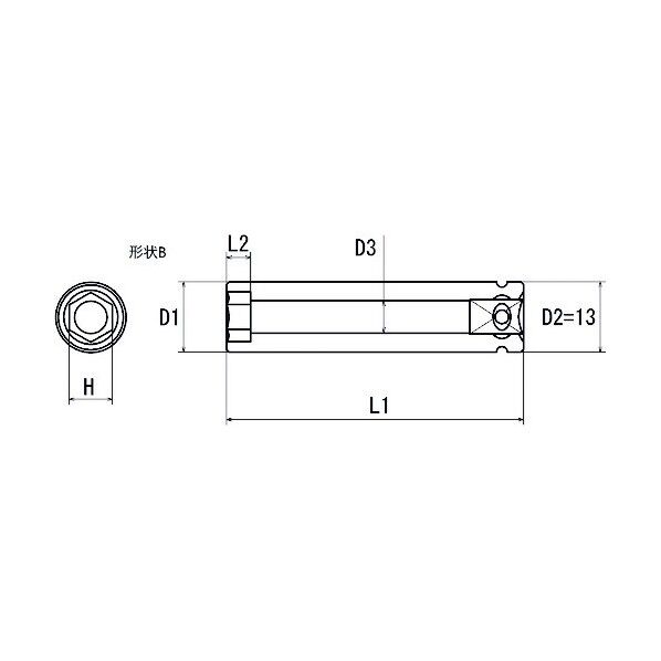 差込四角6．35 ディープソケット H8 全長55 OS2B-H8-55-DE 1点