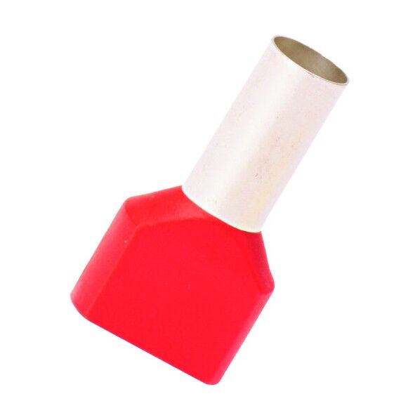 絶縁付きフェルール端子 ツインワイヤー用 赤 FTD83-14-C 100個