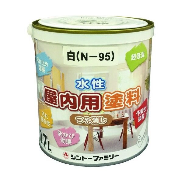 シントーファミリー 水性屋内用塗料 白 0.7L 白(N-95近似) 4951 0...
