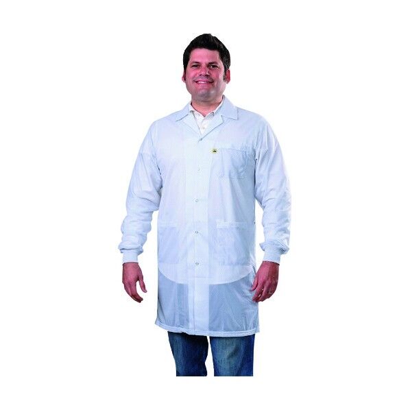 スモック STATSHIELD 実験室コート ニット袖口 白 XS 73630 1点