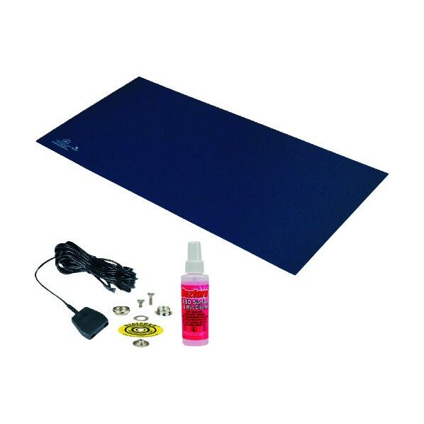 デスコジャパン 静電気拡散性ラバーマット T2プラス ダークブルー キット 1.5mm x 600mm x 1200mm 66429 1点